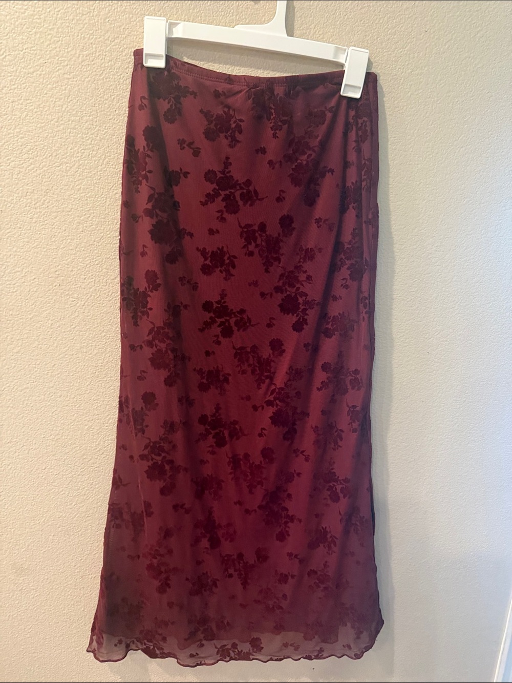 Women's Burgundy Floral Slip Skirt